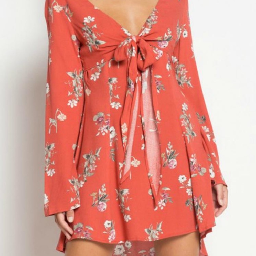 Rust Floral Dress - Picture 2 of 4